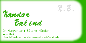 nandor balind business card
